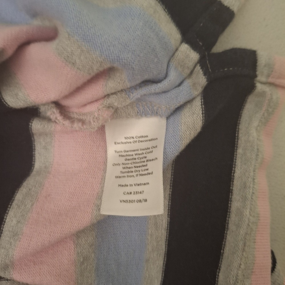 3/$15 TALBOTS‎ Small Gray Blue Pink Striped Cotton Pullover Long Sleeve Tee - Picture 8 of 9